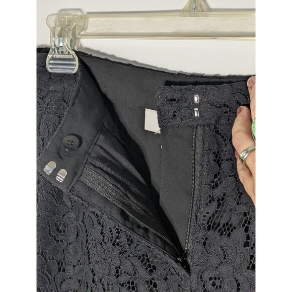 Women's Black Lace Slim Fit Ankle Length Pants Size 8 Holiday Office Party - Picture 10 of 12